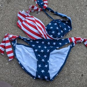 Women's Two Piece American Flag Biking Size Medium
